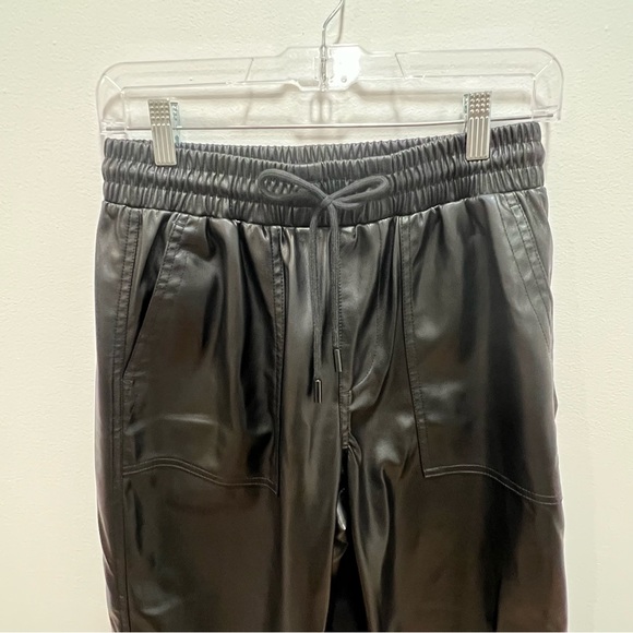 BLANK NYC Black Drawstring Faux Leather Joggers Size 28 - Picture 3 of 16